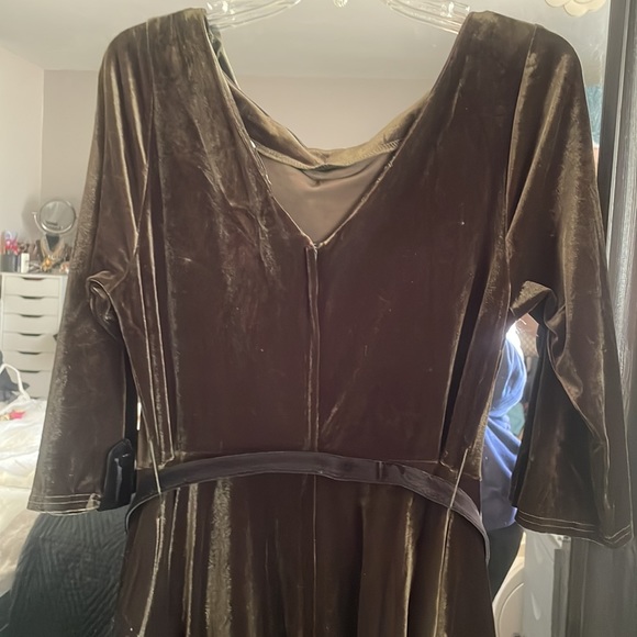 Unique Vintage Deep Olive Green Velvet Faux Box Devon Swing Drews 1X/16 - Picture 5 of 9